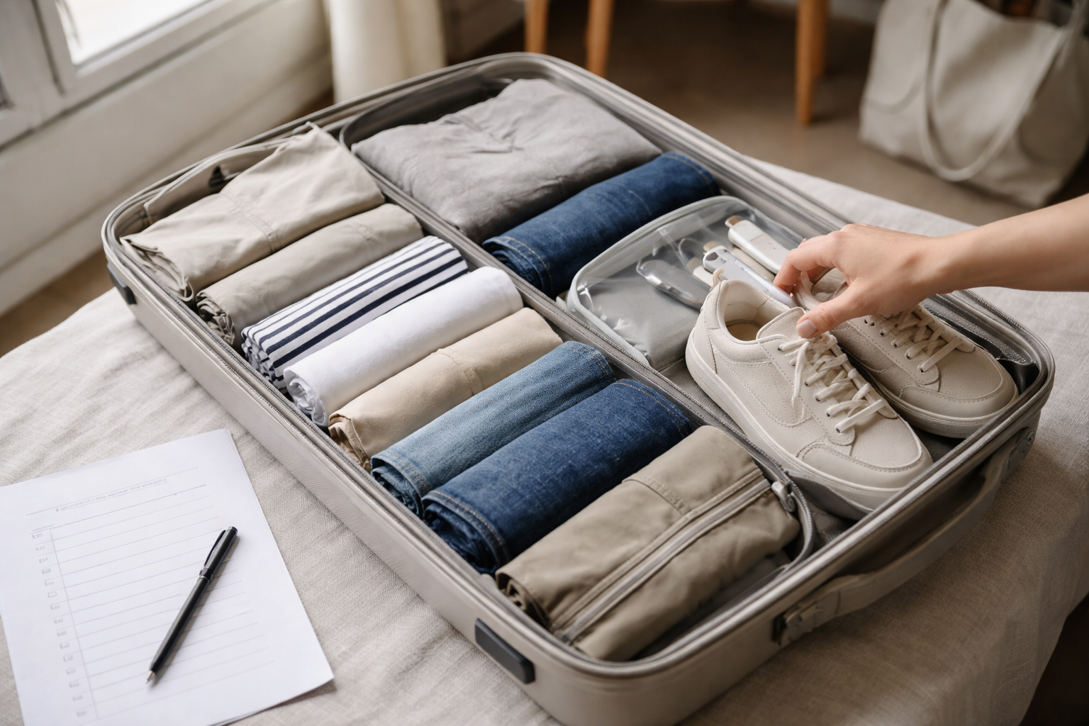 Pak let: den minimalistiske pakkemetode der virkelig virker (med pakkeliste)
